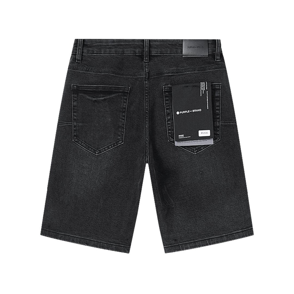 Purple Brand Black Rhinestone Splatter Denim Shorts — back