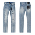 R+A Light Blue Distressed Straight-Leg Jeans — hero