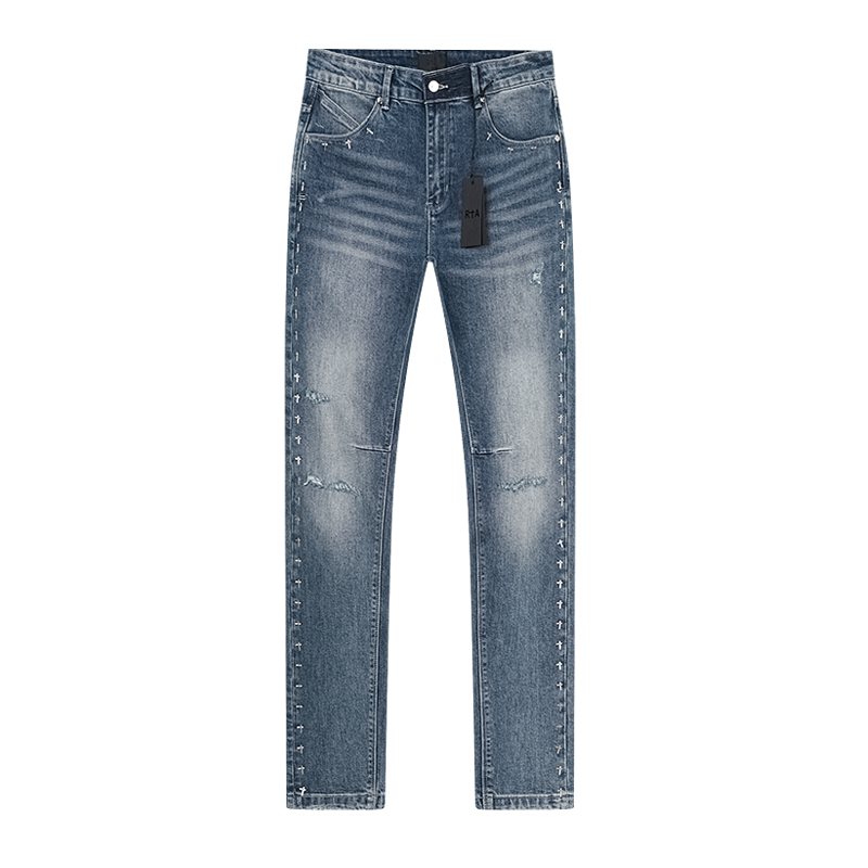 R+A Studded Distressed Blue Jeans — hero