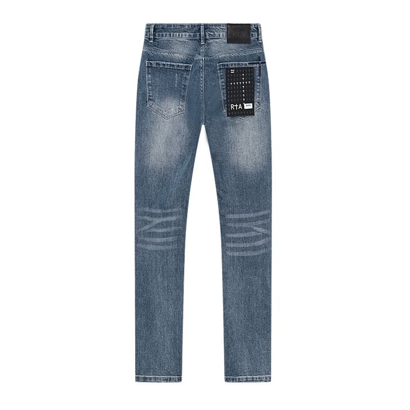 R+A Studded Distressed Blue Jeans — back