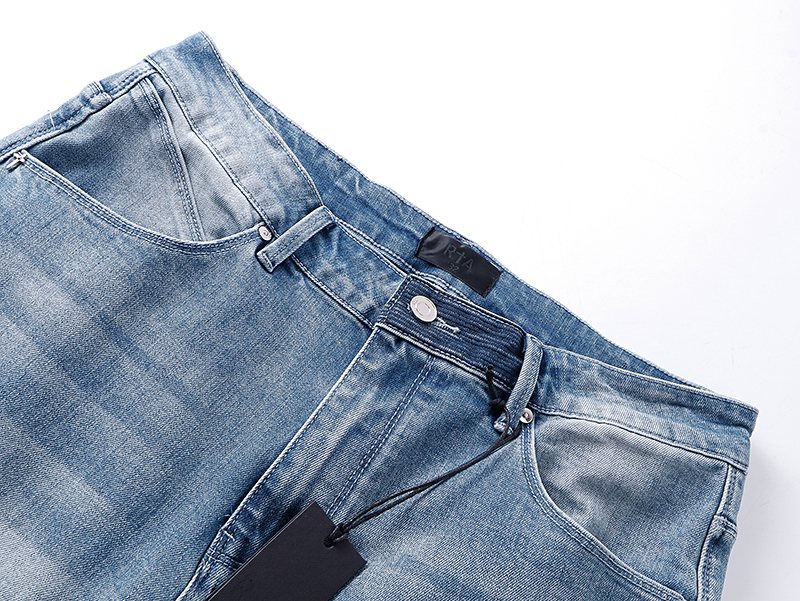 R+A Washed Distressed Jeans - Light Blue — detail