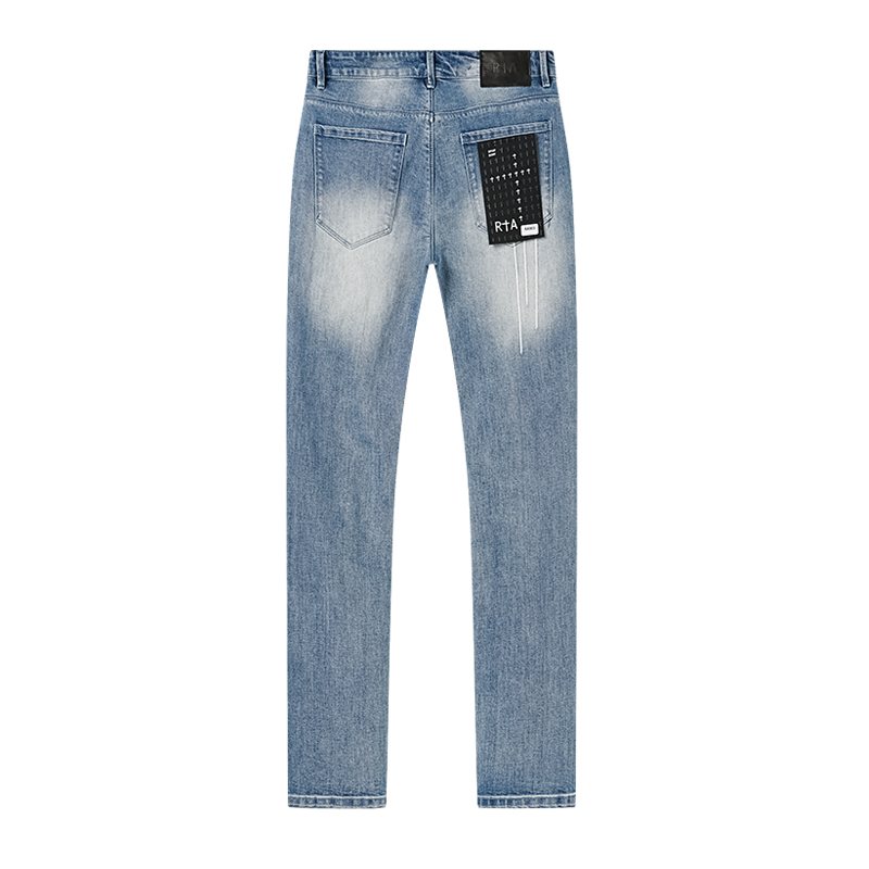 R+A Washed Distressed Jeans - Light Blue — back