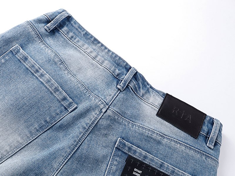 R+A Washed Distressed Jeans - Light Blue — detail