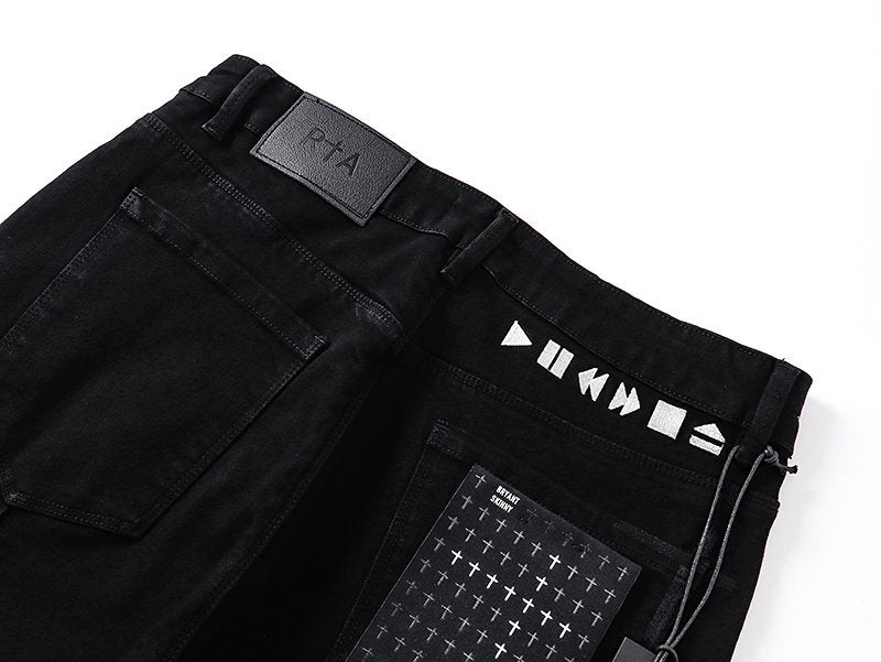 R+A Play/Pause Embroidered Black Jeans — detail