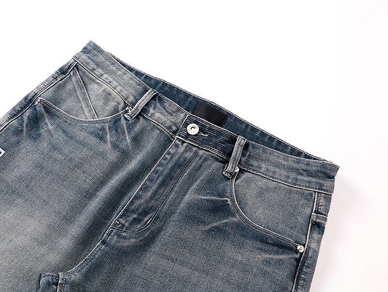 R+A Washed Blue Flared Jeans — detail