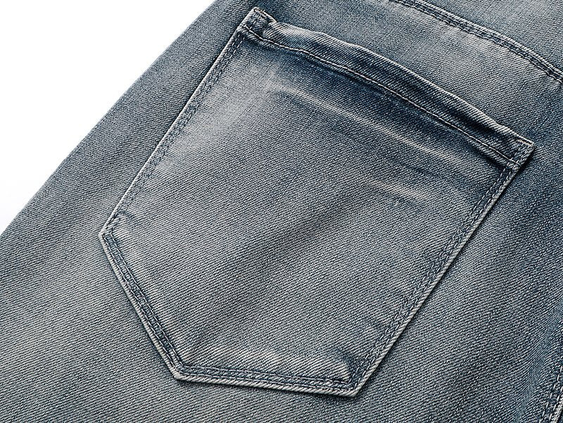 R+A Washed Blue Flared Jeans — detail