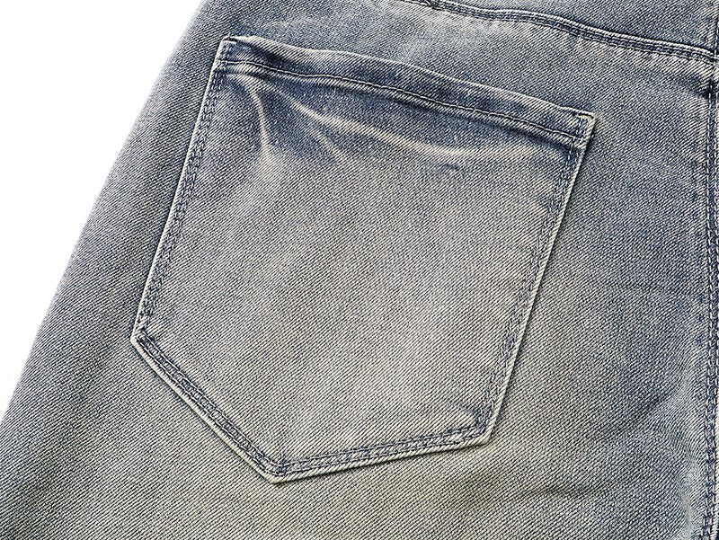 R+A Light Blue Embroidered Flared Jeans — detail