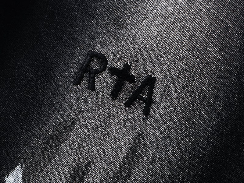 R+A Black Distressed Washed Jeans — detail