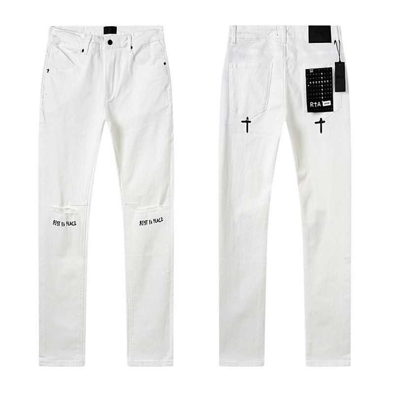 R+A White Cross Graphic Jeans — hero