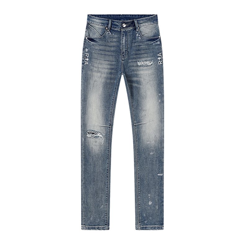 R+A Washed Distressed Graphic Jeans — hero