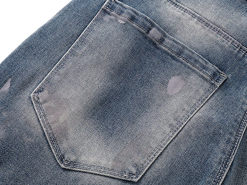 R+A Washed Distressed Graphic Jeans — detail