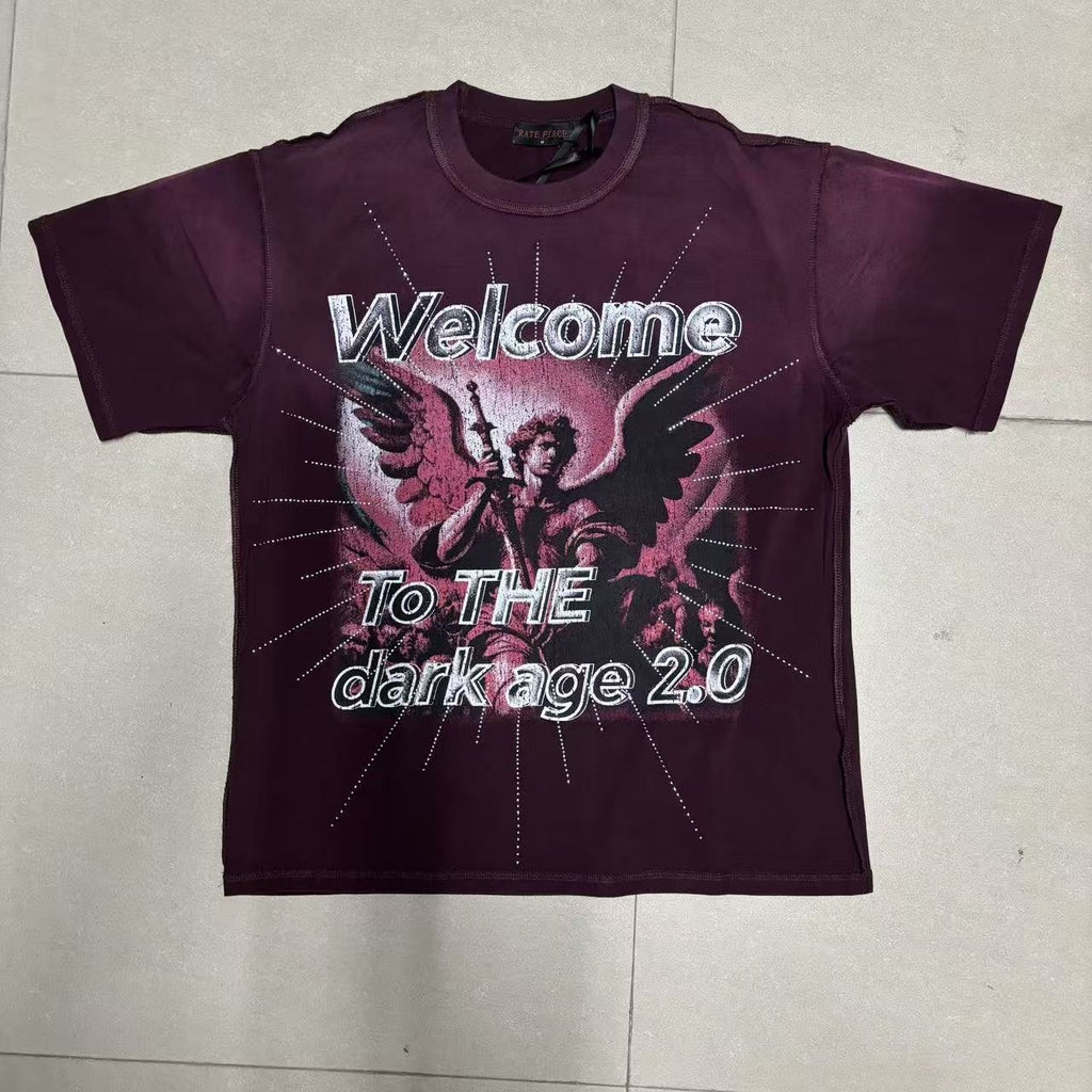RARE PEACE Dark Warrior Angel Graphic Short-Sleeve T-Shirt — front