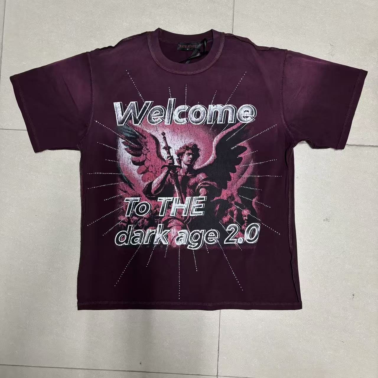 RARE PEACE Dark Warrior Angel Graphic Short-Sleeve T-Shirt — front