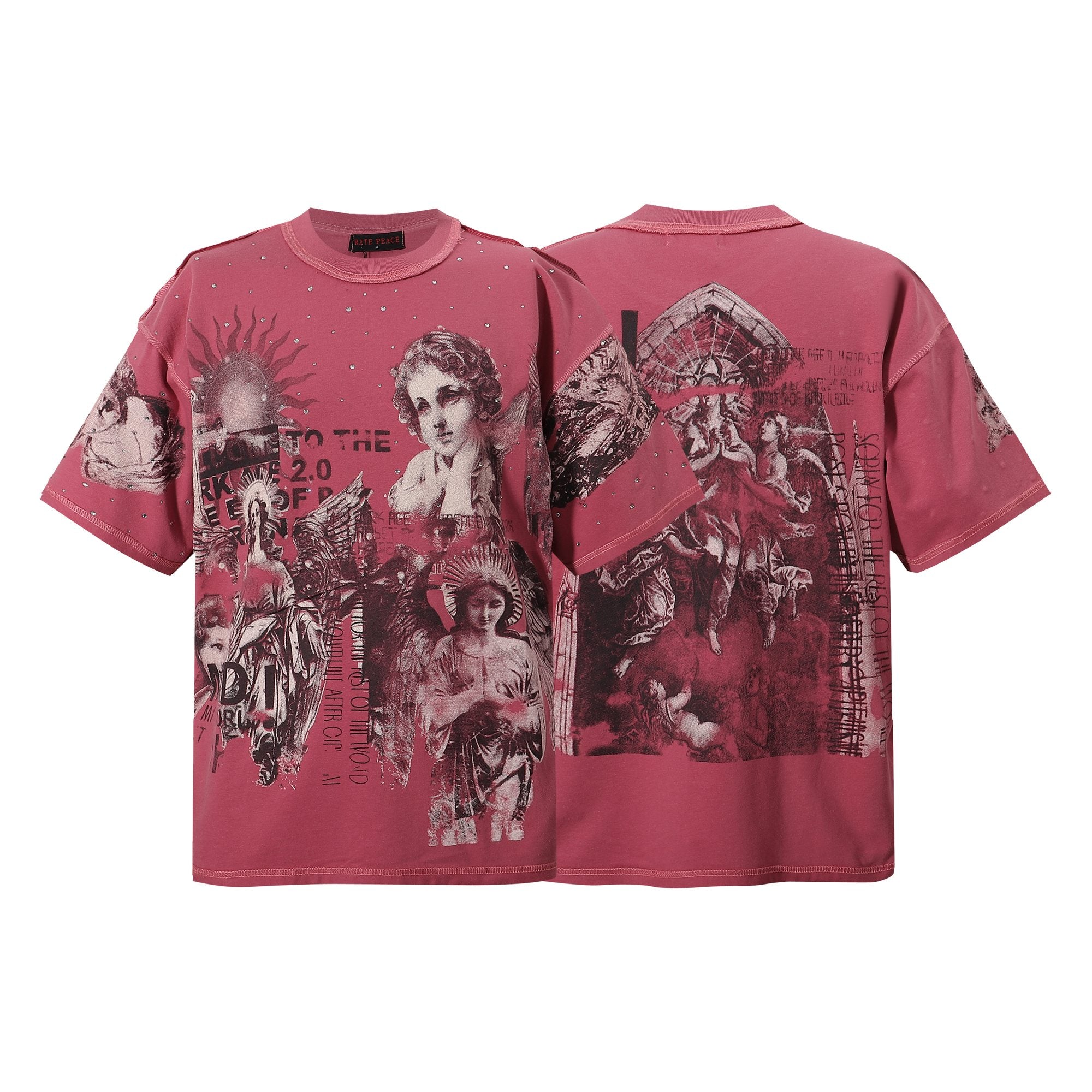 RARE PEACE Statues Rhinestone Graphic T-Shirt — hero