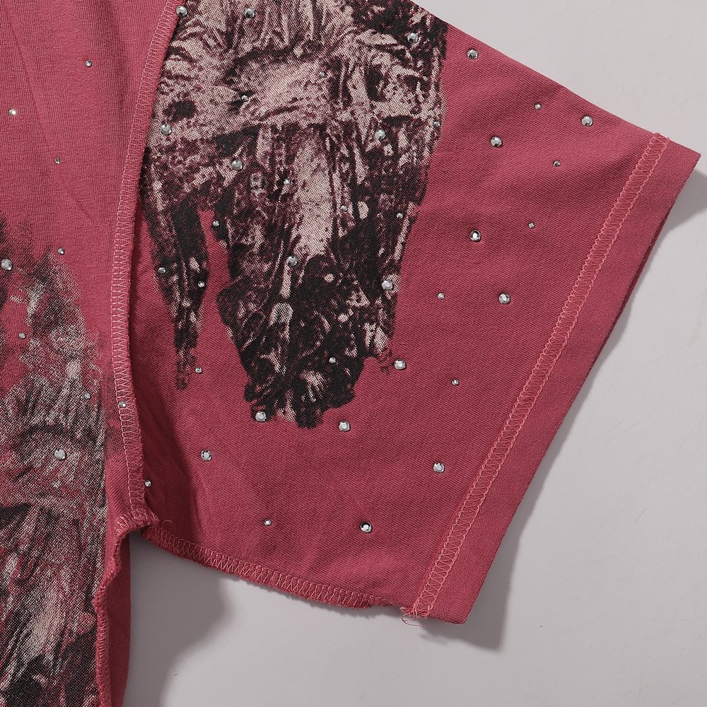 RARE PEACE Statues Rhinestone Graphic T-Shirt — detail