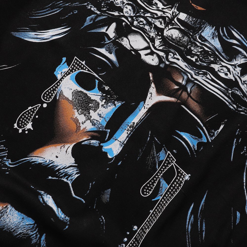 RARE PEACE God's Tear Rhinestone Graphic T-Shirt — detail