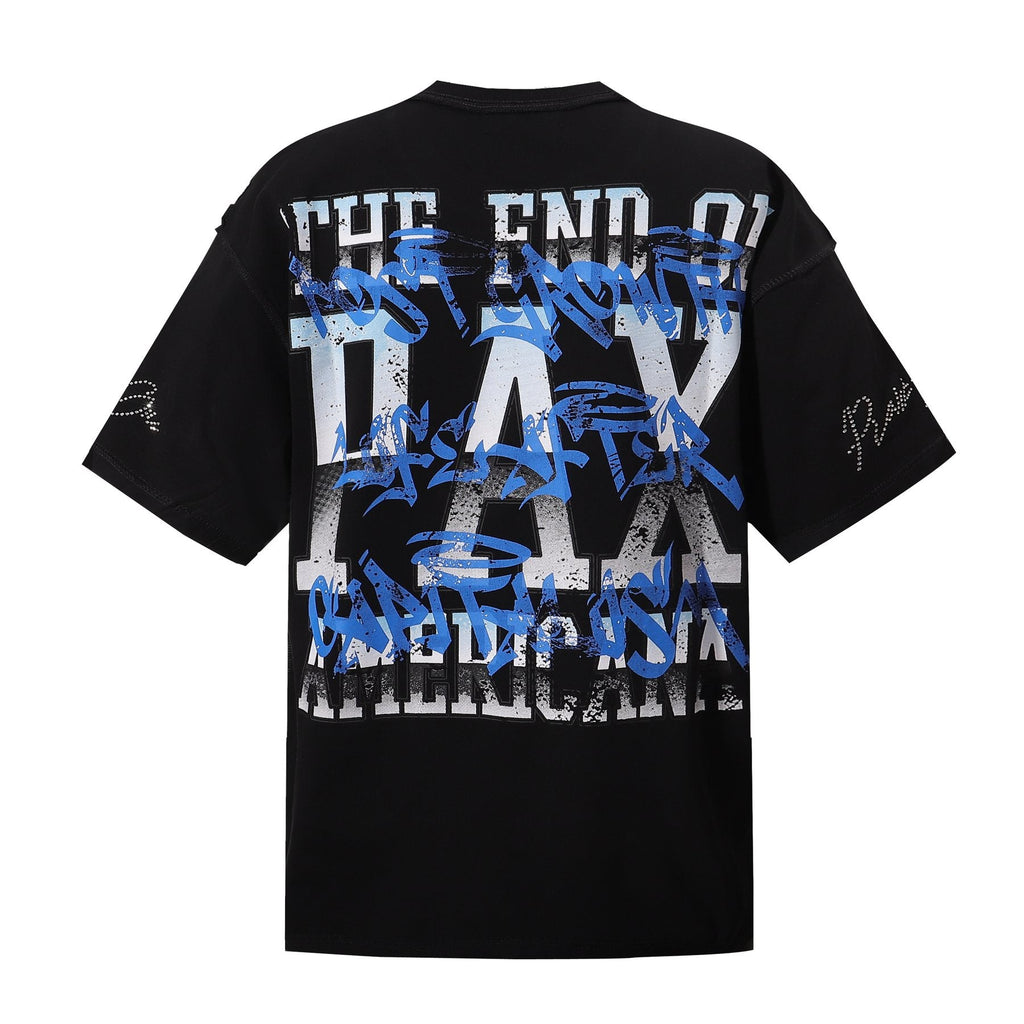 RARE PEACE God's Tear Rhinestone Graphic T-Shirt — back