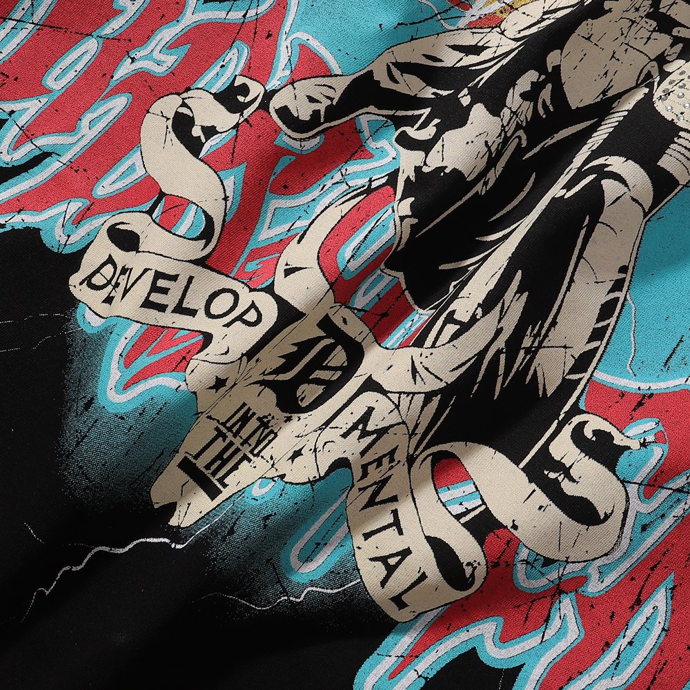 R3BEL Rider Motorcycle Skull Graphic T-Shirt — detail
