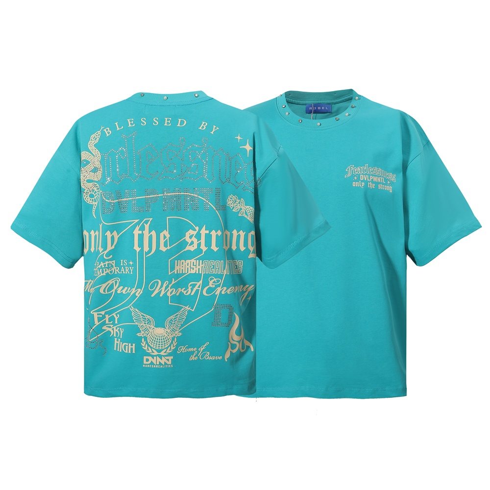 R3BEL Only The Strong Turquoise Graphic T-Shirt — hero