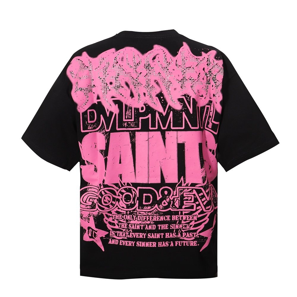 R3BEL 15 Saints Rhinestone Graphic T-Shirt — back