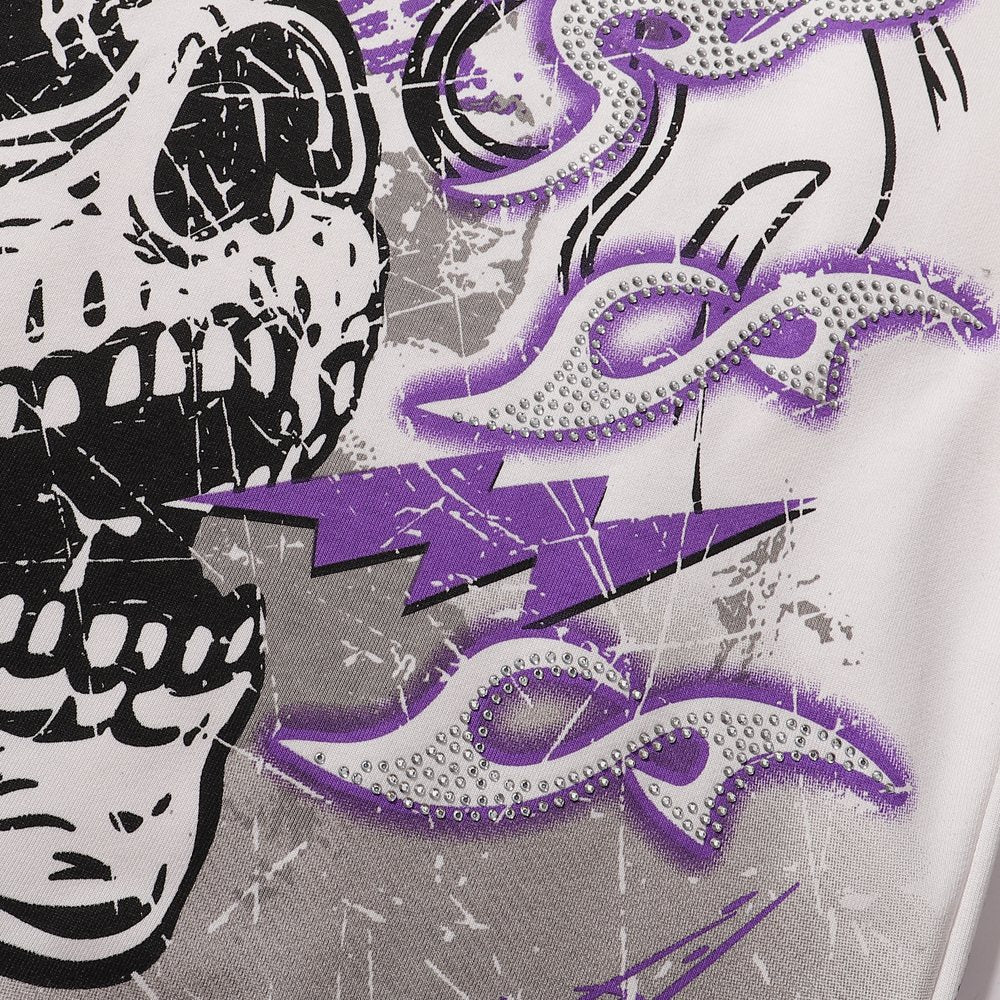 KLEEP Skull Flame Distressed Graphic T-Shirt — detail