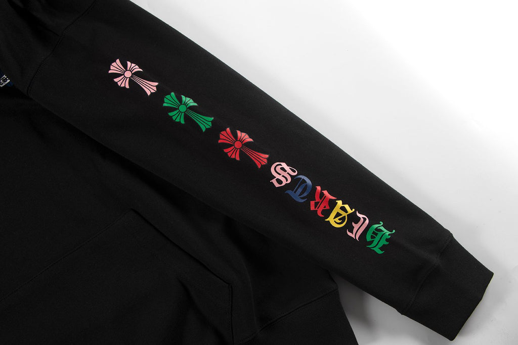 Chrome Hearts Multicolor Floral Cross Graphic Hoodie — detail