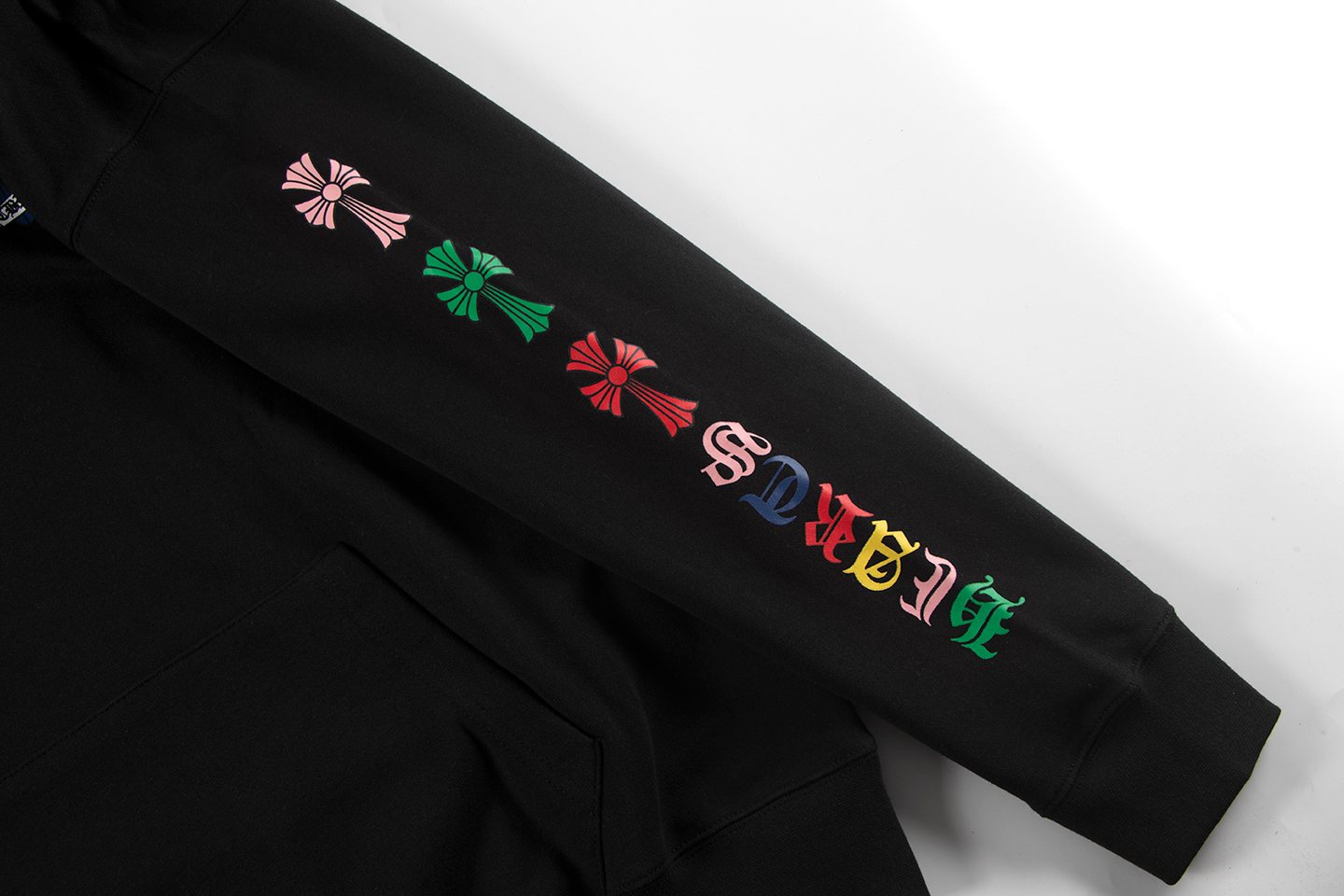 Chrome Hearts Multicolor Floral Cross Graphic Hoodie — detail