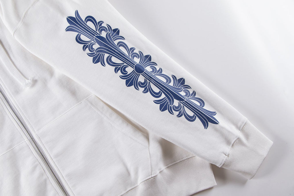 Chrome Hearts Blue Sleeve Graphic Zip Hoodie — detail