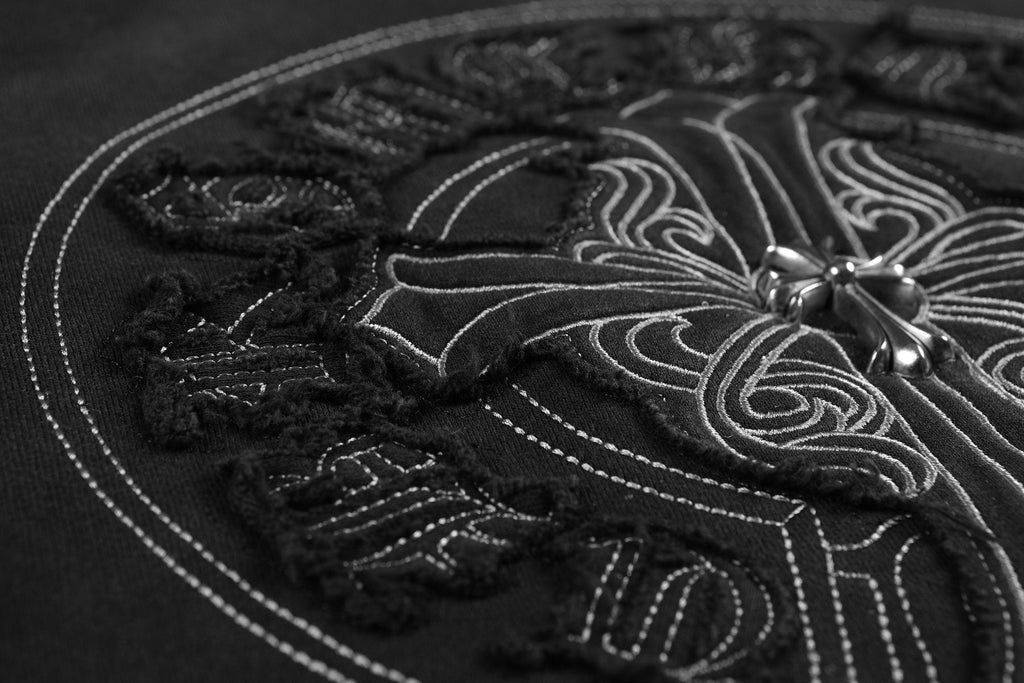 Chrome Hearts Distressed Cross Slogan Graphic Sweatshirt — detail