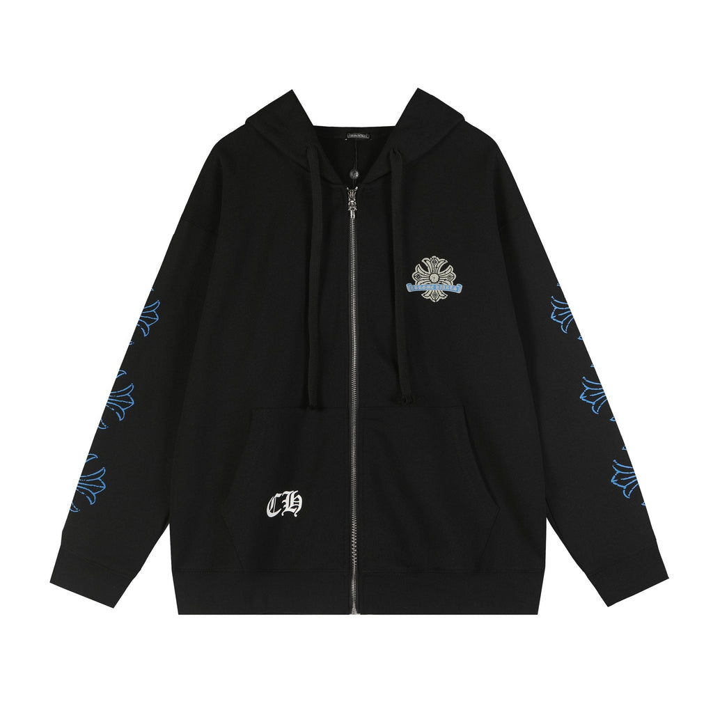 Chrome Hearts Blue Sanskrit Cross Zip Hoodie — hero