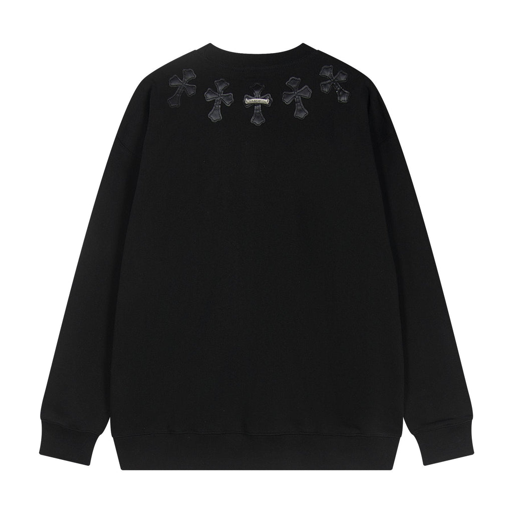 Chrome Hearts Leather Cross Metal Detail Crewneck Sweatshirt — back