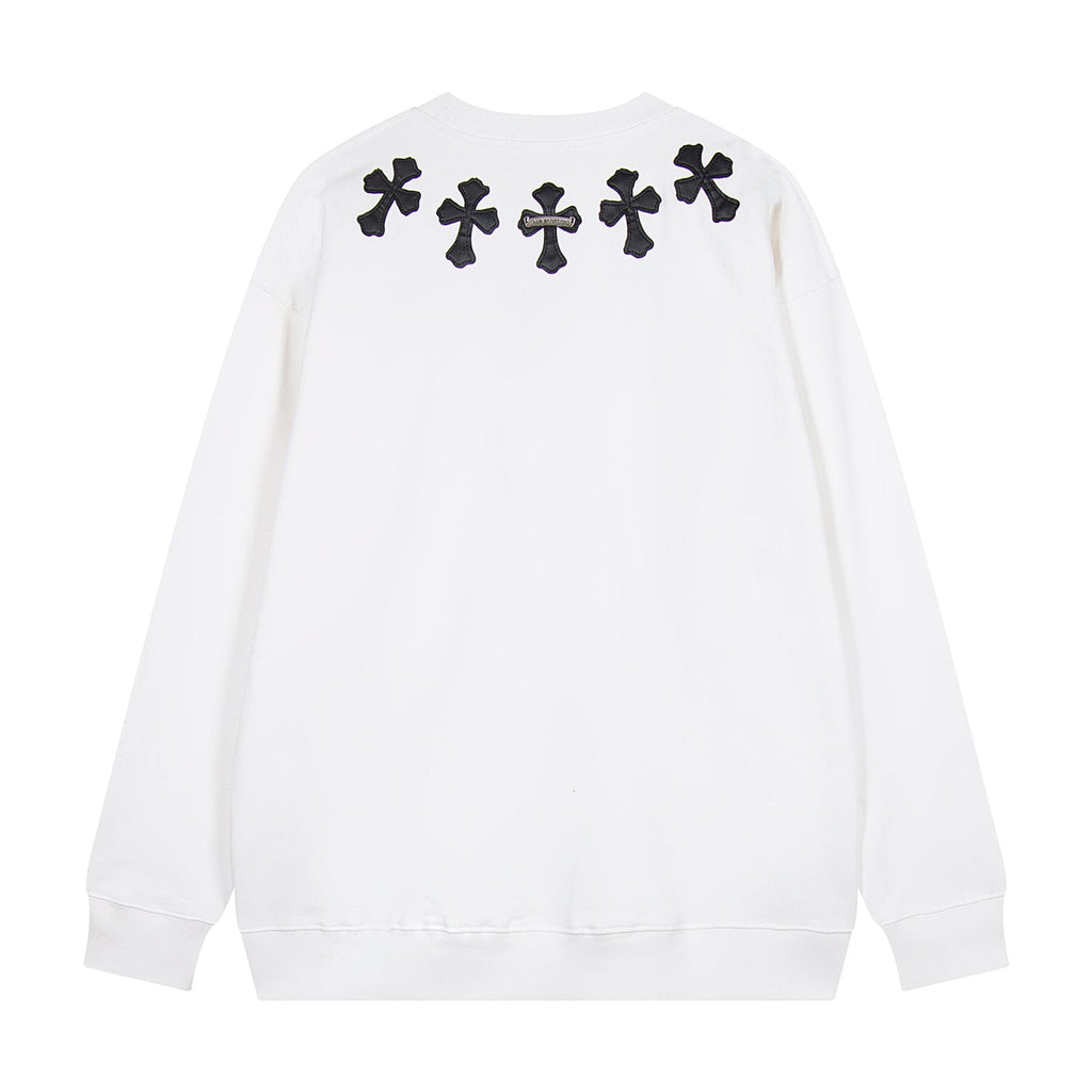 Chrome Hearts Leather Cross Metal Detail Crewneck Sweatshirt — back