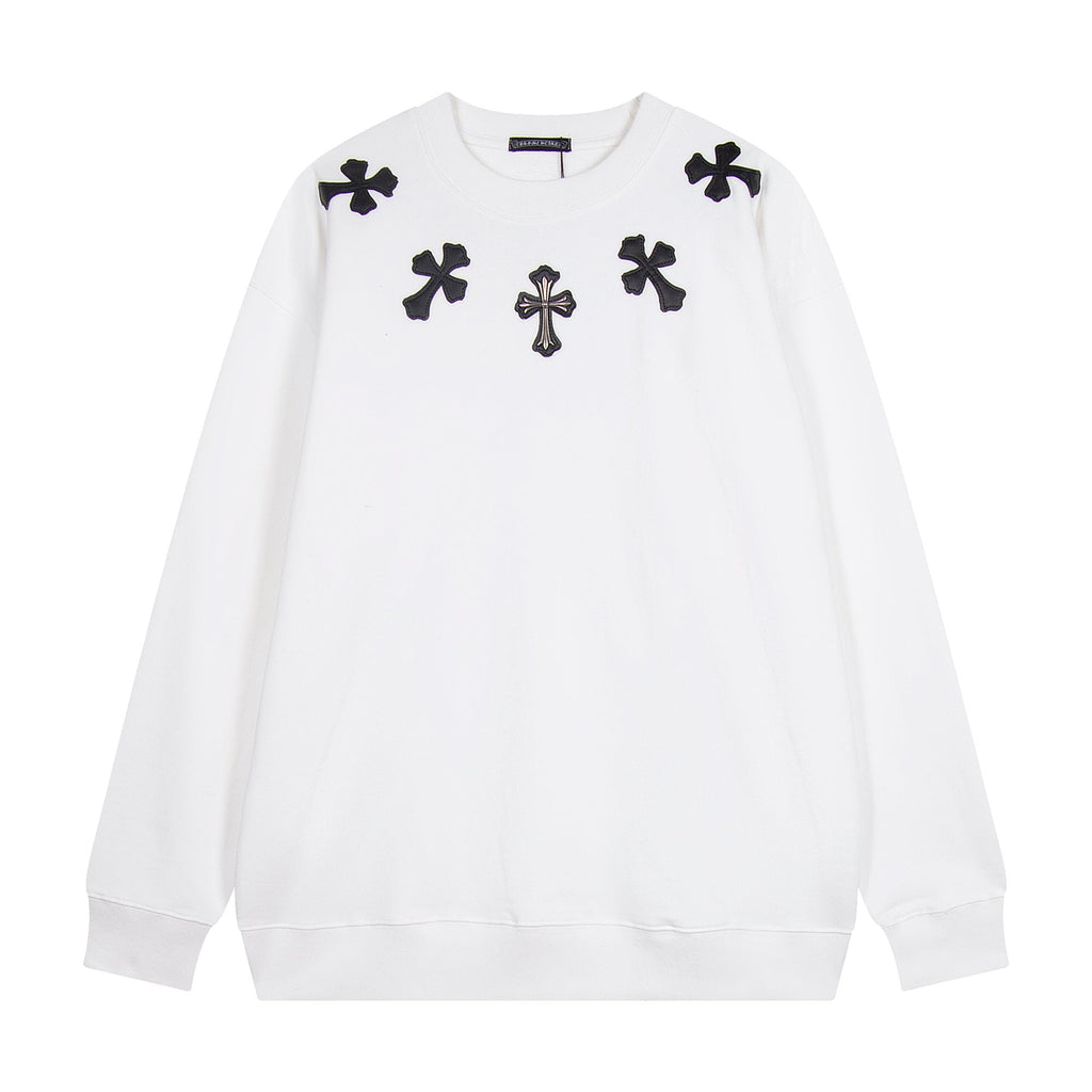 Chrome Hearts Leather Cross Metal Detail Crewneck Sweatshirt — hero