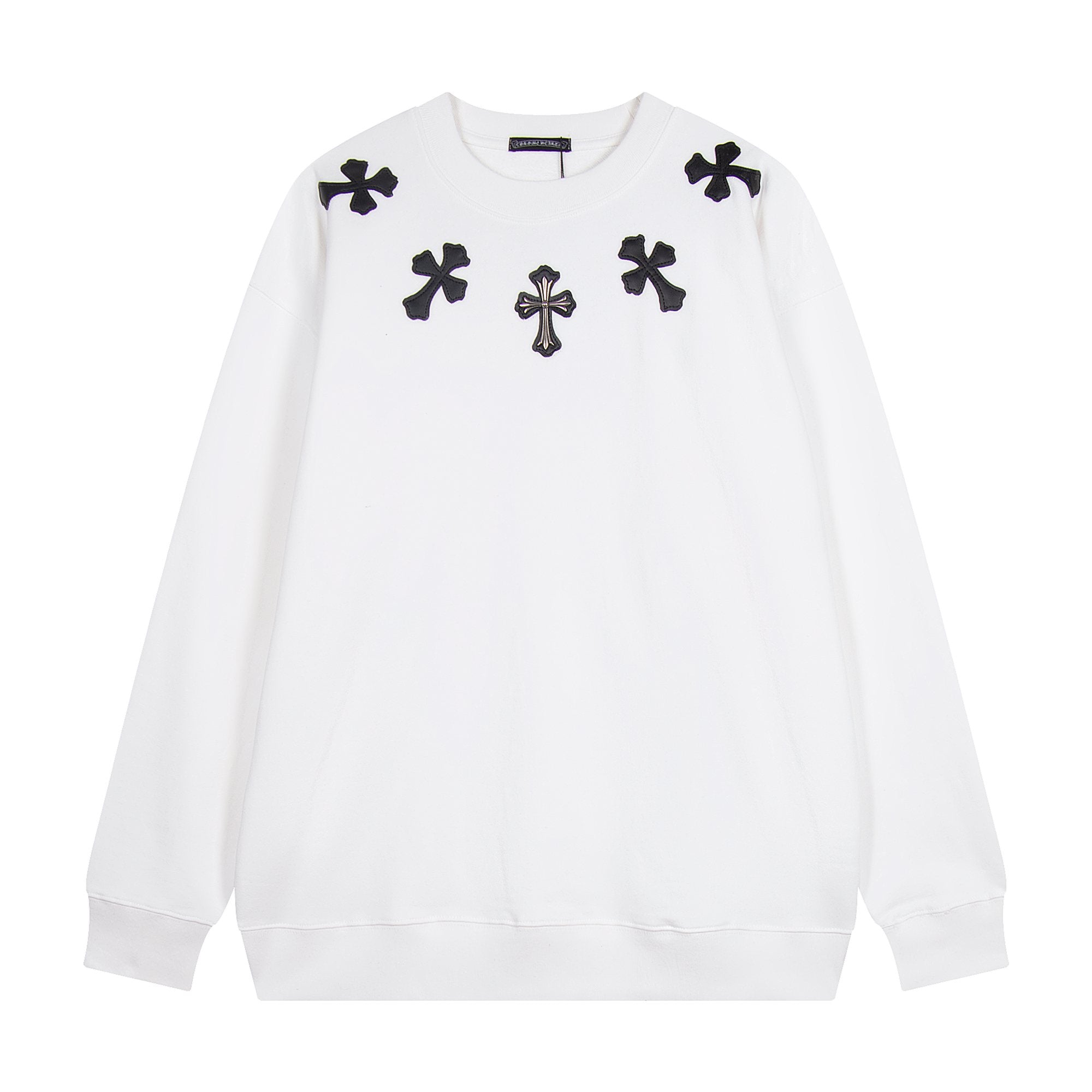 Chrome Hearts Leather Cross Metal Detail Crewneck Sweatshirt — hero