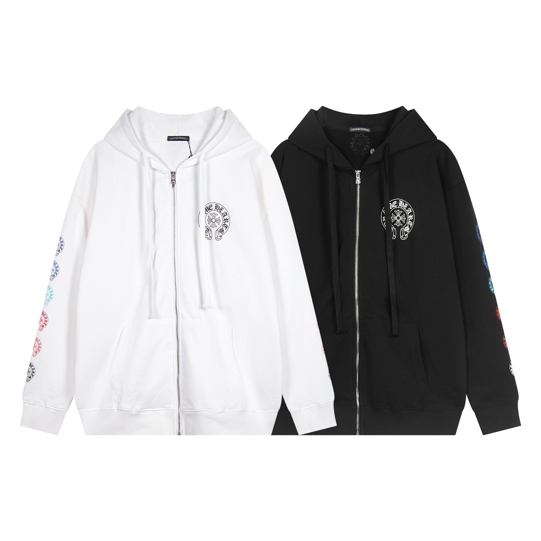 Chrome Hearts Rainbow Horseshoe Graphic Zip-Up Hoodie — comparison