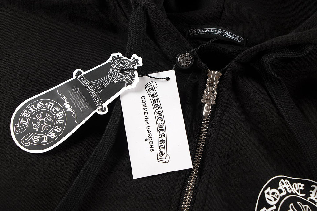Chrome Hearts Rainbow Horseshoe Graphic Zip-Up Hoodie — hang_tag