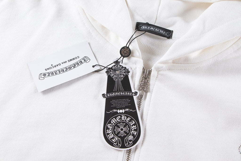 Chrome Hearts Floral Cross Graphic Full-Zip Hoodie — hang_tag