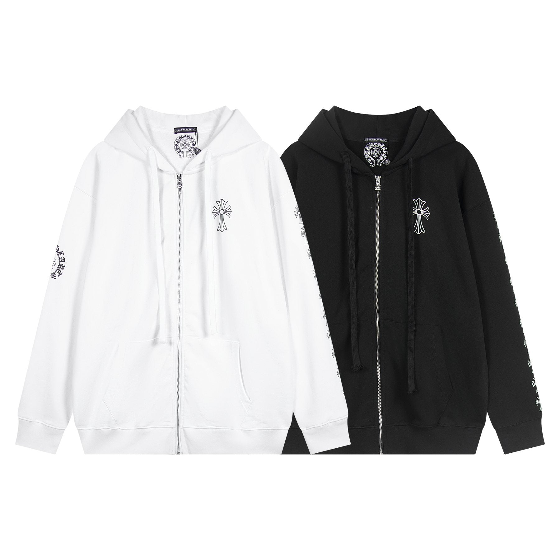 Chrome Hearts Horseshoe Cross Sanskrit Zip Hoodie — comparison