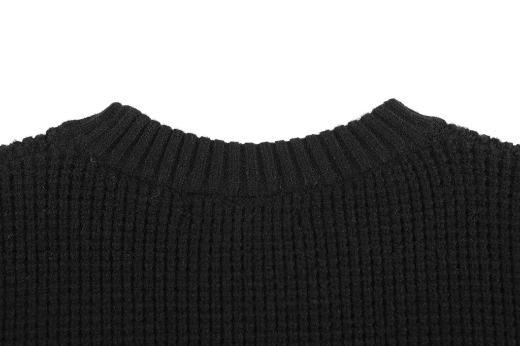 Chrome Hearts Slogan Patch Waffle Knit Crewneck Sweater — detail