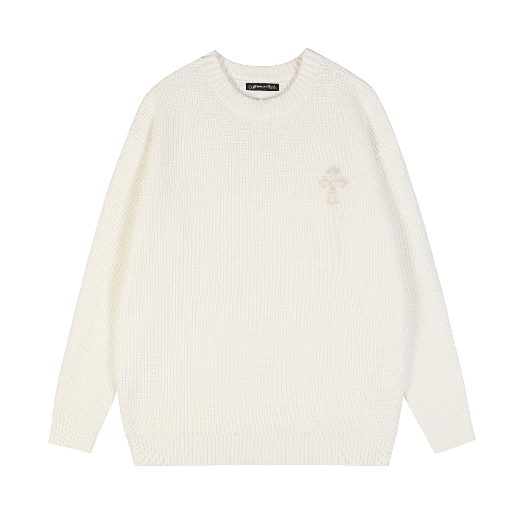 Chrome Hearts Slogan Patch Waffle Knit Crewneck Sweater — hero