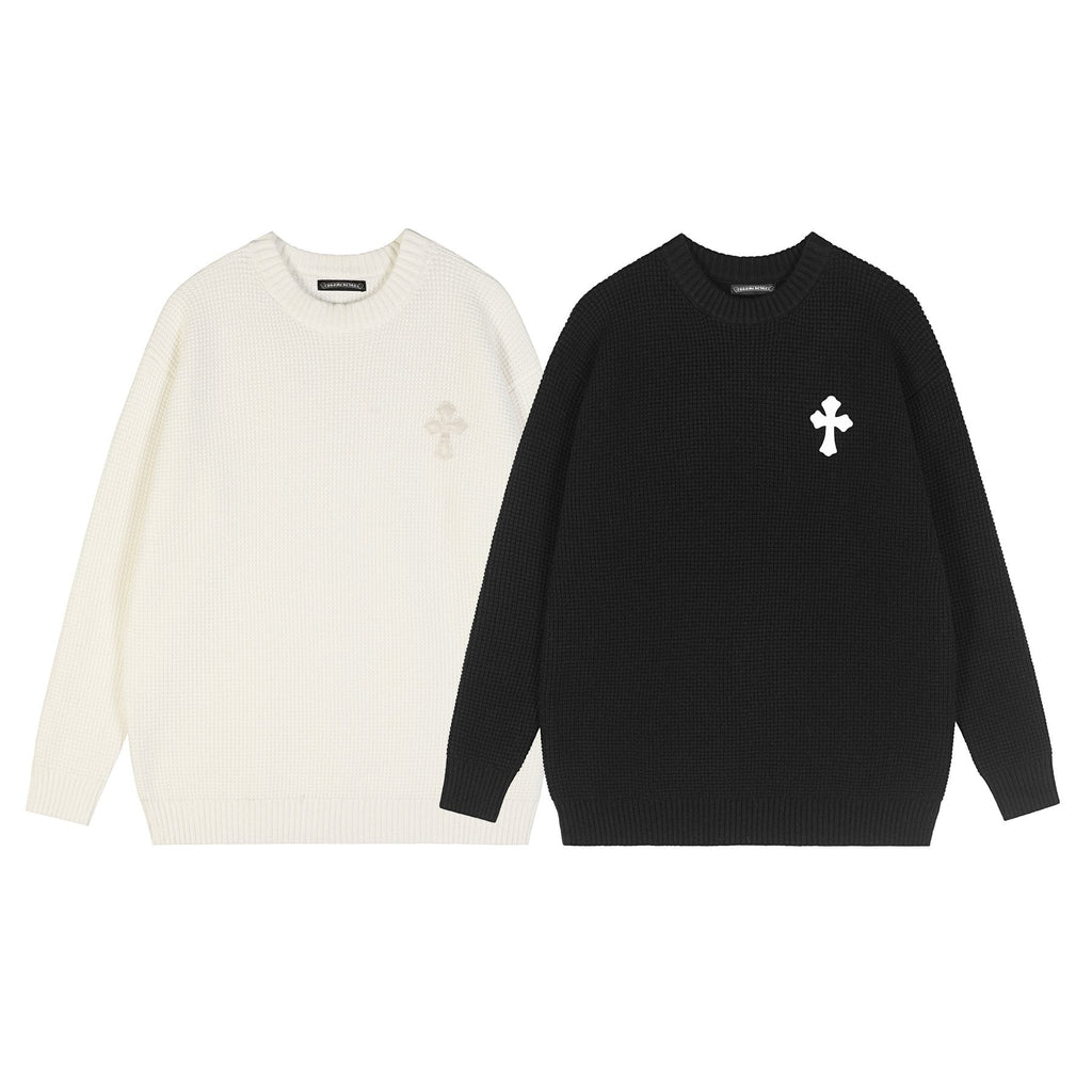 Chrome Hearts Slogan Patch Waffle Knit Crewneck Sweater — comparison