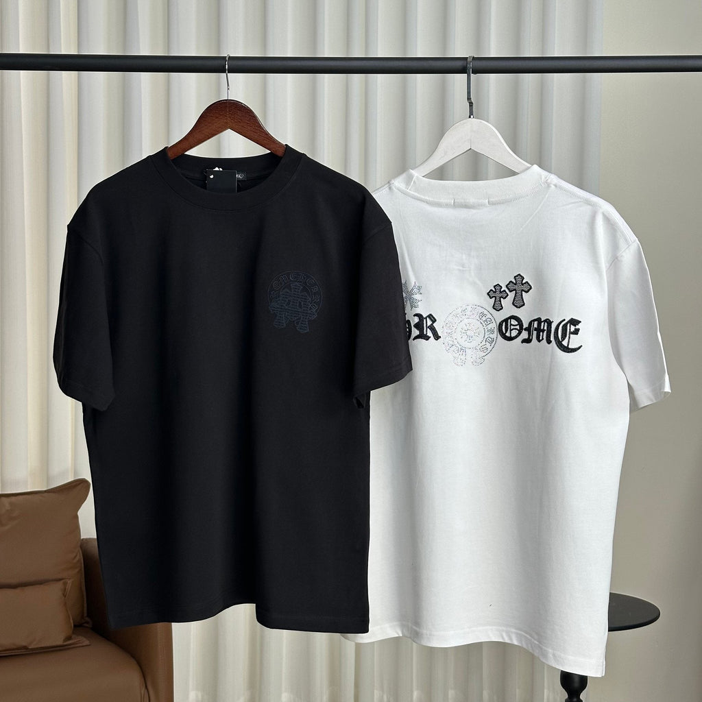 Chrome Hearts Rhinestone Slogan Graphic T-Shirt — comparison