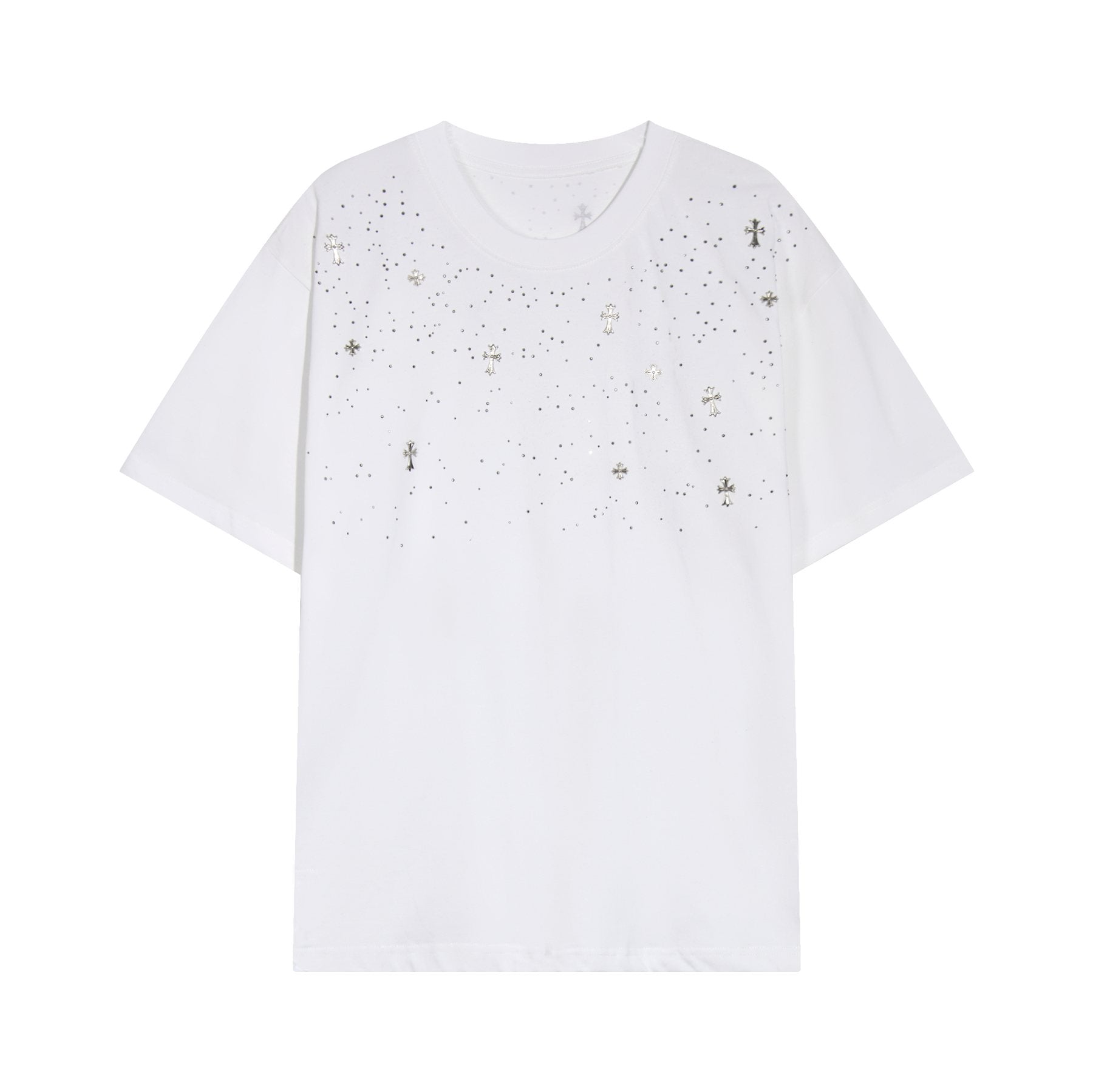 Chrome Hearts Rhinestone Cross Embellished T-Shirt — front