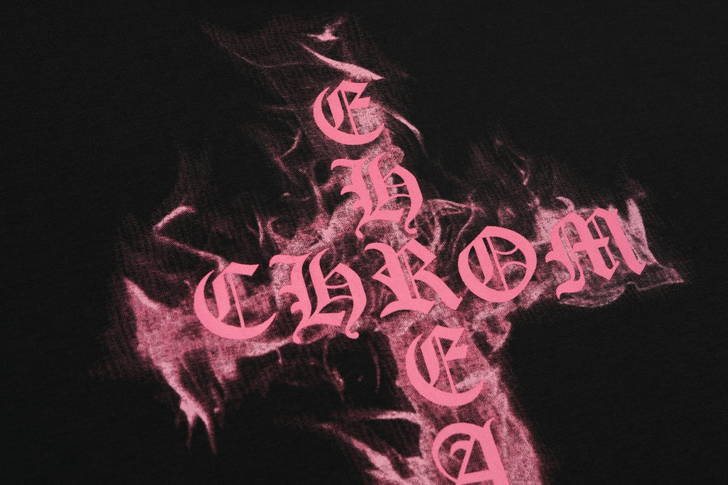 Chrome Hearts Pink Flame Cross Graphic T-Shirt — detail