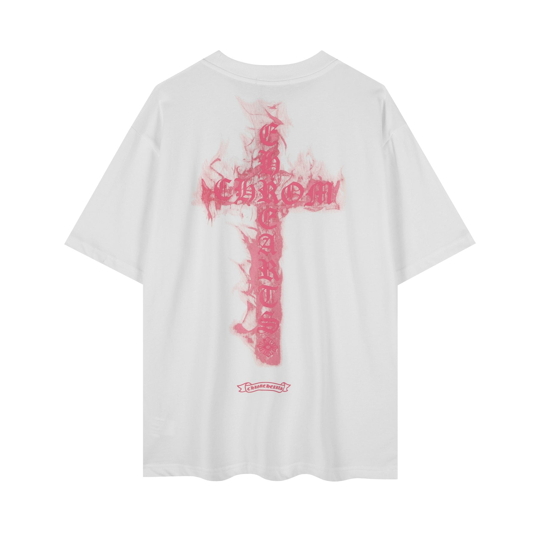 Chrome Hearts Pink Flame Cross Graphic T-Shirt — back