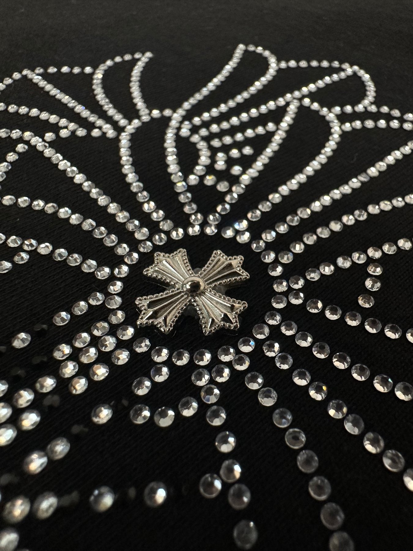 Chrome Hearts Firework Rhinestone Cross Graphic T-Shirt — detail