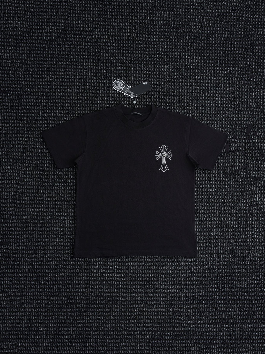 Chrome Hearts Firework Rhinestone Cross Graphic T-Shirt — front