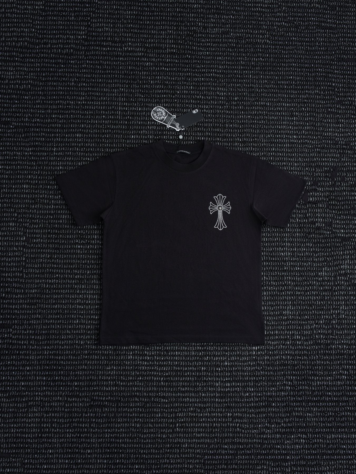 Chrome Hearts Firework Rhinestone Cross Graphic T-Shirt — front
