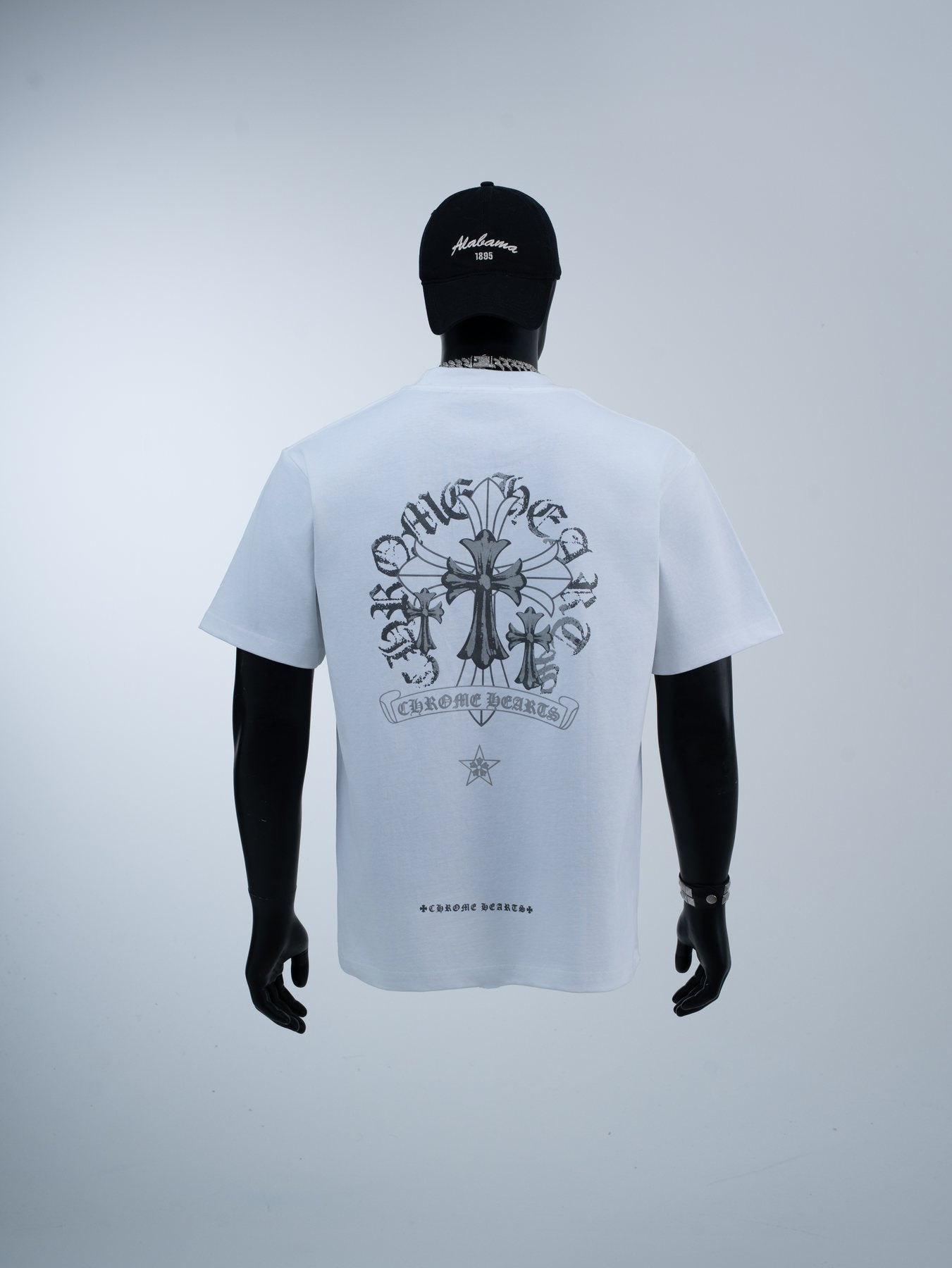 Chrome Hearts Reflective Silver Cross Graphic T-Shirt — model