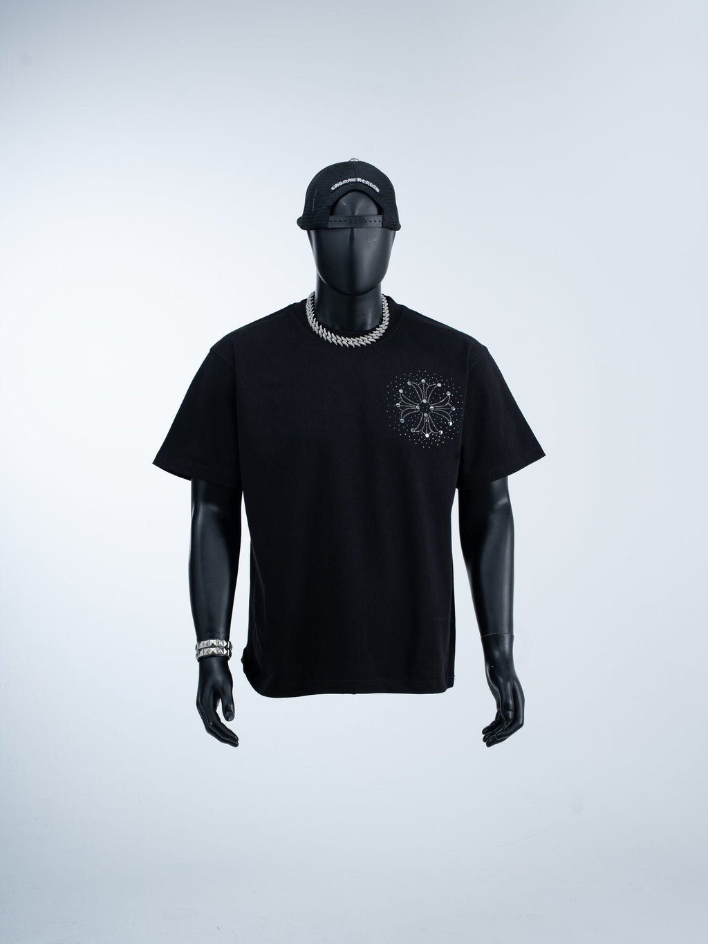 Chrome Hearts Rhinestone-Style Graphic T-Shirt — front